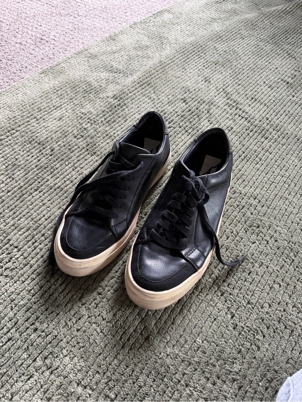 Abound Black Leather Sneakers with Cream Sole